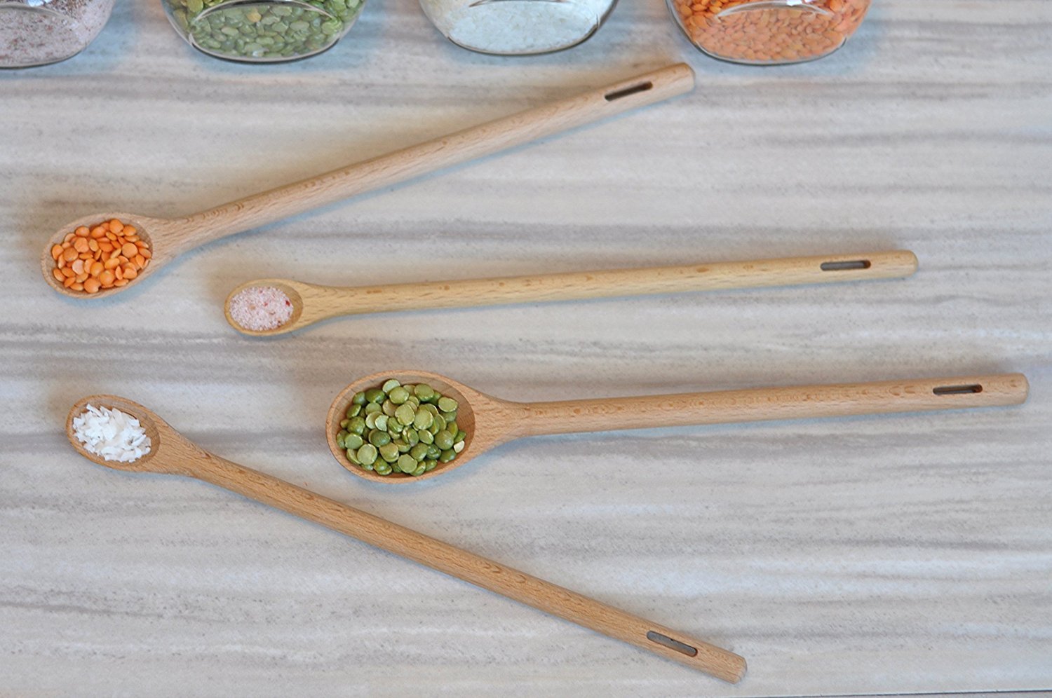 Long Handle Wooden Measuring Spoons